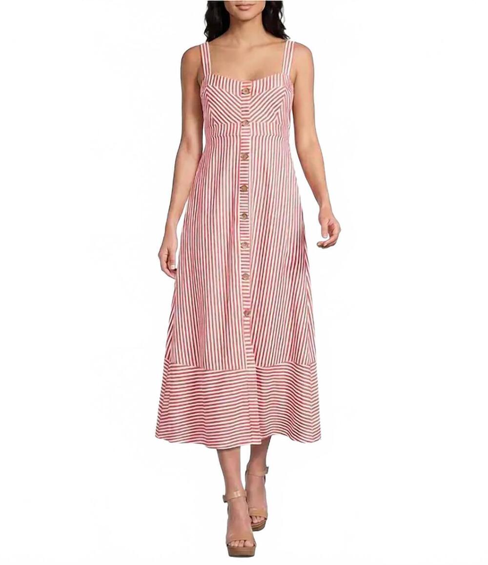 NEW BLU PEPPER sweetheart midi dress in red/cream